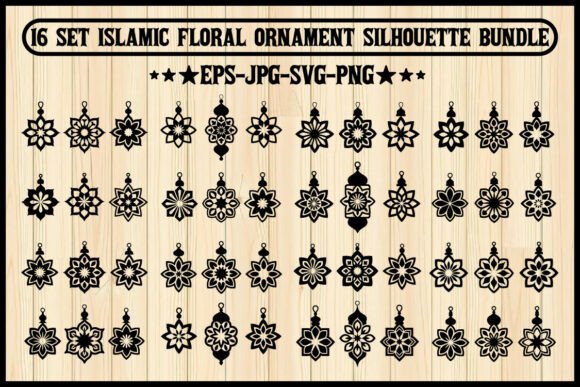 16 Set Islamic Floral Ornament Bundle: Graphics and Illustrations for Branding