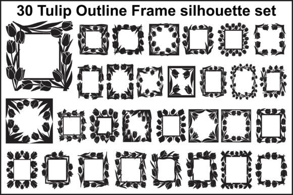 30 Tulip Floral Outline Frames – Elegant Graphics and Illustrations