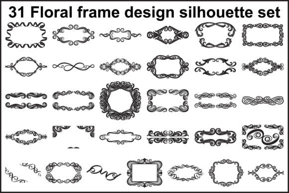 31 Elegant Floral Frame Silhouette Graphics and Illustrations
