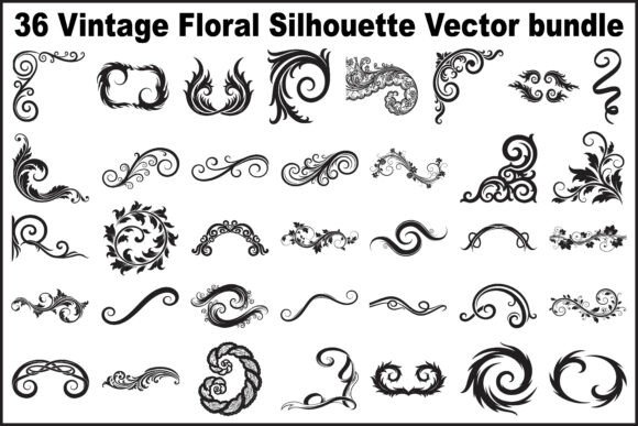 36 Vintage Floral Silhouette Vector Graphics and Illustrations Review