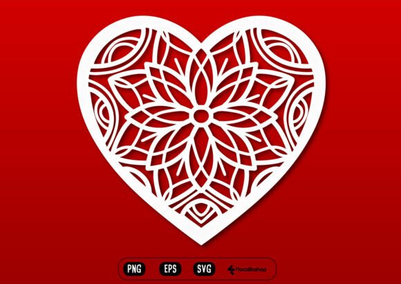 Aesthetic Floral Mandala Heart Graphics and Illustrations