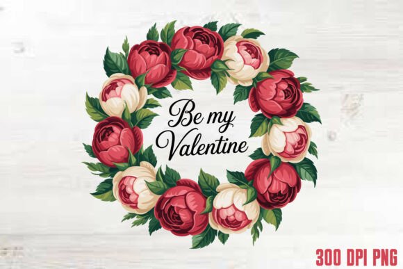 Be My Valentine Floral Wreath Graphics and Illustrations Review