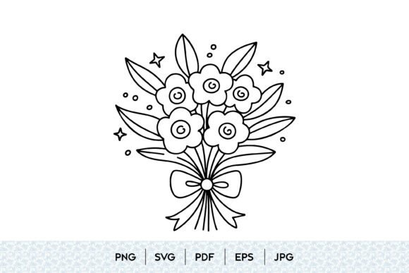 Cute Floral Bouquet Line Art Vector Review