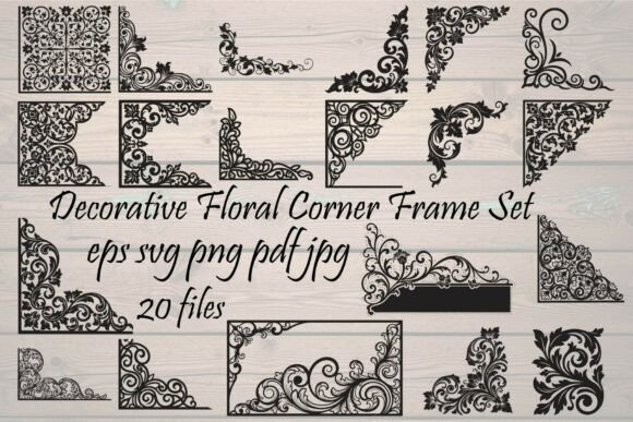 Decorative Floral Corner Frame Graphics and Illustrations Review