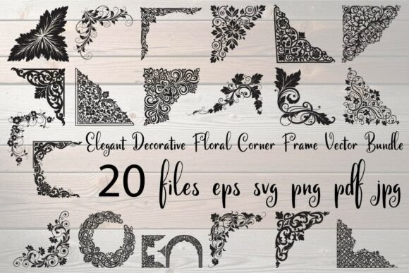 Elegant Decorative Floral Corner Frame Graphics & Illustrations