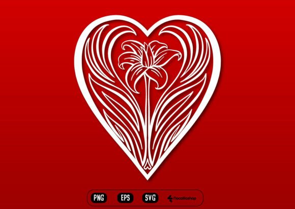 Elegant Floral Heart Valentine Graphics and Illustrations