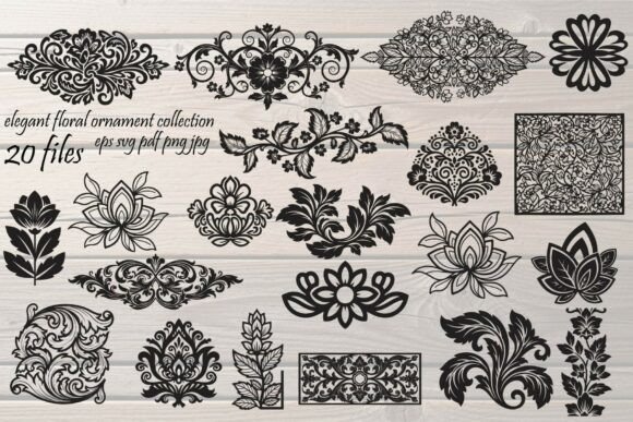 Elegant Floral Ornament Bundle: Graphics and Illustrations for Digital Sellers