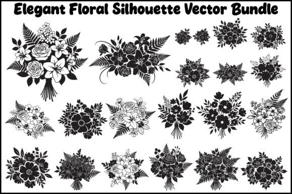 Elegant Floral Silhouette SVG Bundle: Graphics and Illustrations for Branding