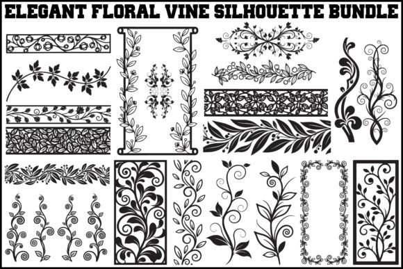 Elegant Floral Vine Silhouette Bundle SV Graphics and Illustrations