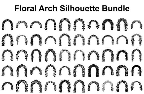Floral Arch Silhouette Bundle Graphics and Illustrations