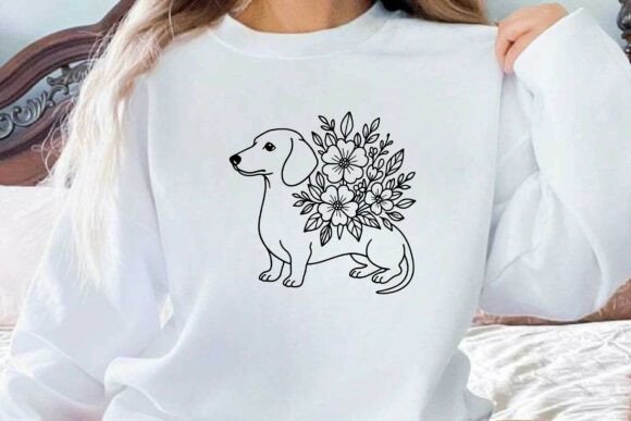 Floral Dachshund Silhouette Vector Graphics and Illustrations Review