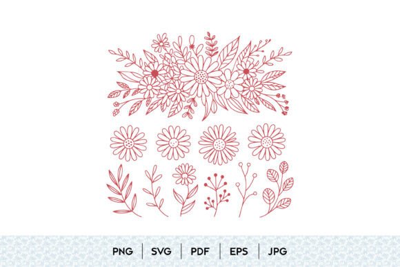 Floral Daisy Elements SVG Bundle for Graphics and Illustrations