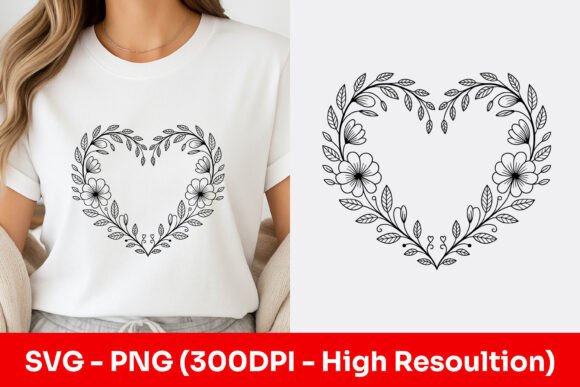 Floral Heart Wreath Clipart SVG PNG: Graphics and Illustrations for Modern Design