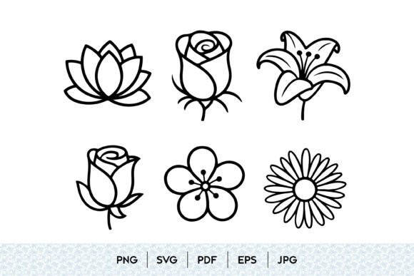 Floral Icon Set Vector Collection for Graphics and Illustrations