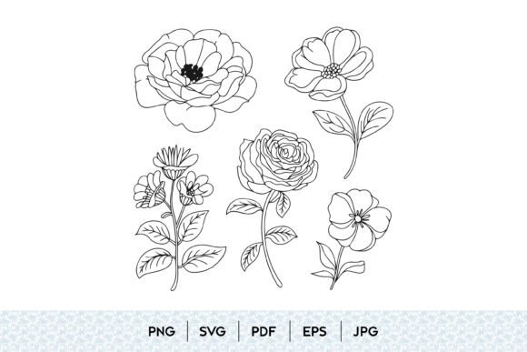 Floral Line Art SVG Bundle: Graphics and Illustrations for Branding