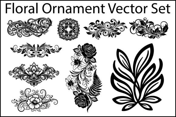 Floral Ornament Vector Set: Graphics and Illustrations for Editorial Polish