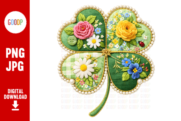 Floral Patchwork Clover St Patricks PNG Graphics and Illustrations Review