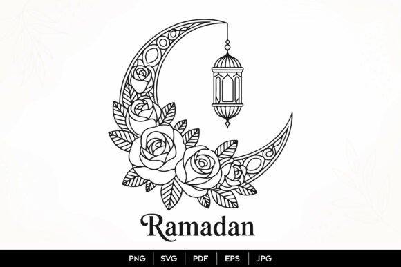 Floral Ramadan Moon Lantern SVG Graphics and Illustrations Review