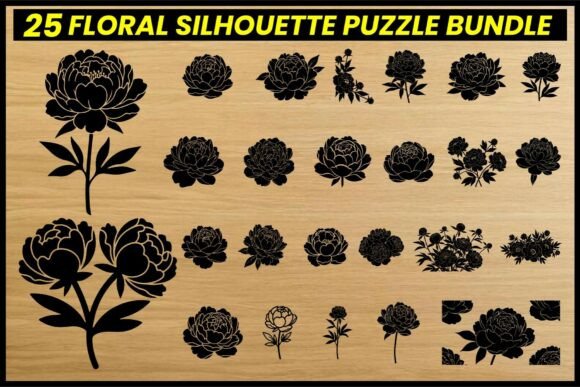 Floral Silhouette Puzzle Bundle Graphics and Illustrations Review