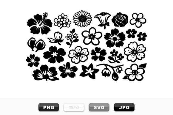 Hand Drawn Floral Silhouette Set Graphics and Illustrations