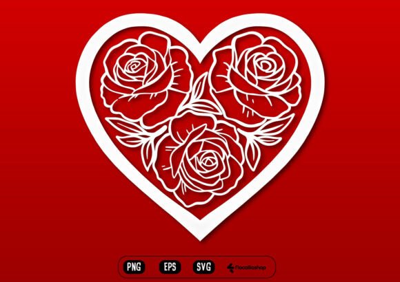 Heart Shaped Floral Ornament SVG Graphics and Illustrations
