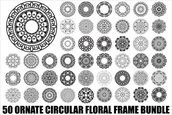 Ornate Circular Floral Frame Bundle Graphics and Illustrations Review