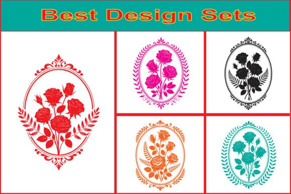 Oval Rose Floral Frame Vector Design for Graphics and Illustrations