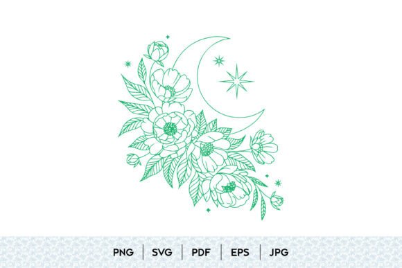 Review: Celestial Floral Moon Line Art for Embroidery