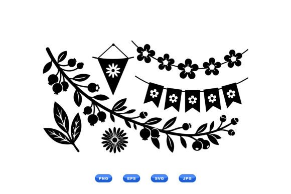 Rustic Floral Garland SVG Graphics and Illustrations