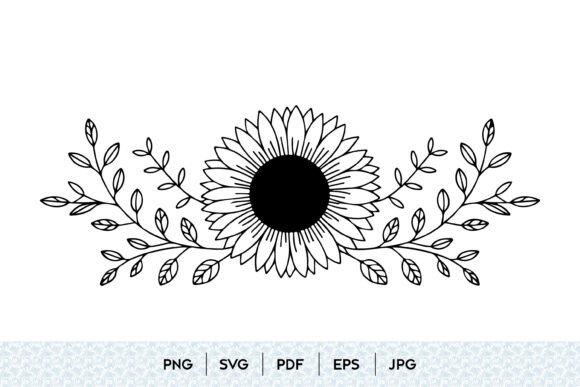 Sunflower Floral Frame SVG Monogram Desi: Graphics and Illustrations for Publishers