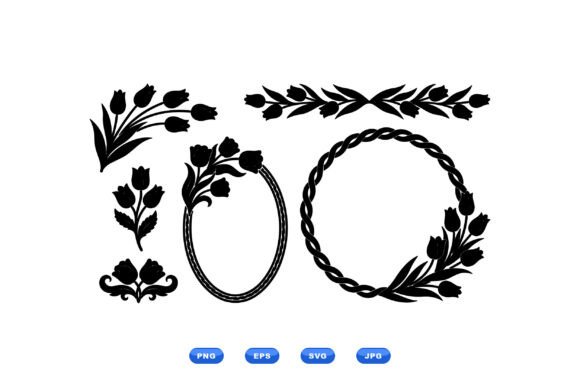 Tulip Floral SVG Frames Graphics and Illustrations
