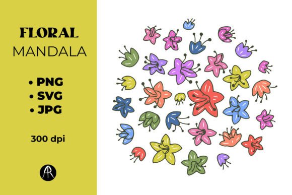 Whimsical Hand Drawn Floral Mandala SVG Graphics and Illustrations