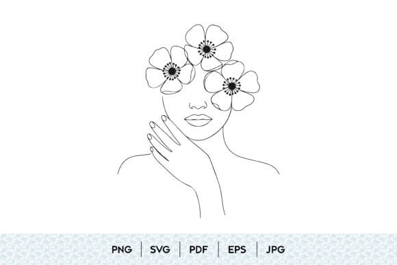 Woman Face Floral Line Art SVG Graphics and Illustrations Review